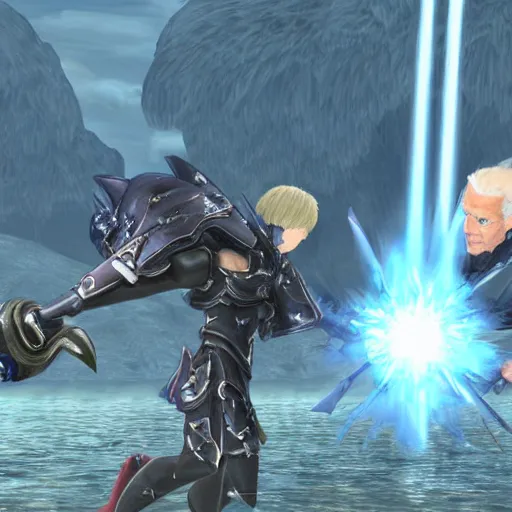 Prompt: joe biden fighting a monster in xenoblade chronicles