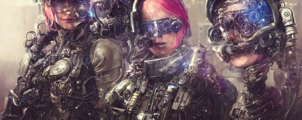 Prompt: portrait of a cyberpunk steampunk dieselpunk sci-fi cyborg, third person, D&D, sci-fi fantasy, intricate, hologram colors , highly detailed, art by Range Murata, highly detailed, isometric 3d, octane render, bright colors, digital painting, trending on artstation, sharp focus, illustration style of Stanley Artgerm,