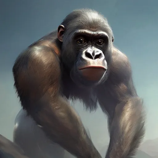 Image similar to 🦍🎮, hyper realistic , Artstation, Greg rutkowski