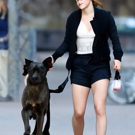 Image similar to emma watson with the body of a dog