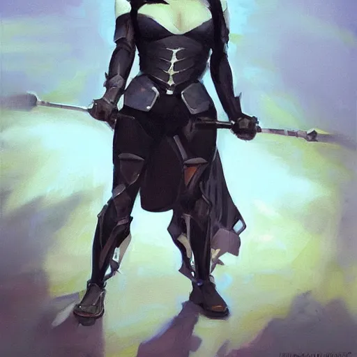 Image similar to greg manchess portrait painting of partially armored wednesday from addams family as overwatch character, medium shot, asymmetrical, profile picture, organic painting, sunny day, matte painting, bold shapes, hard edges, street art, trending on artstation, by huang guangjian and gil elvgren and greg rutkowski