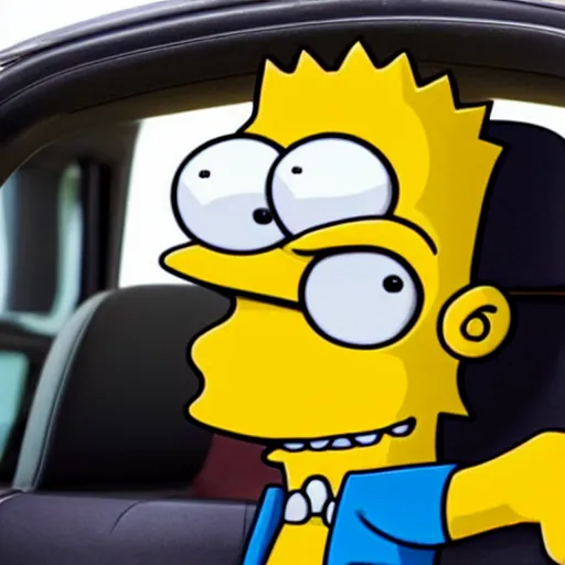 Image similar to bart simpson driving a hearse