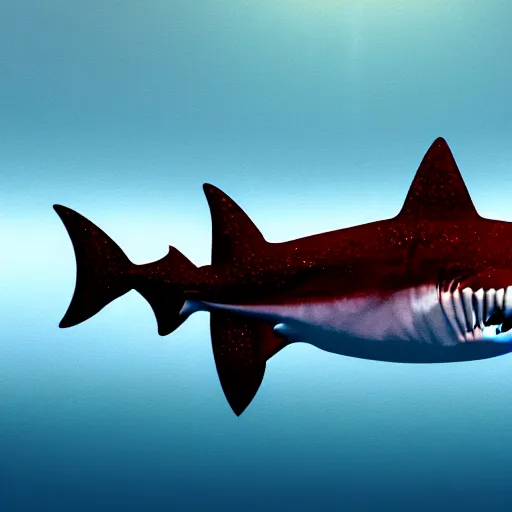 Image similar to an anthro shark swimming in the ocean covered in blood, photorealistic, 4K, award-winning