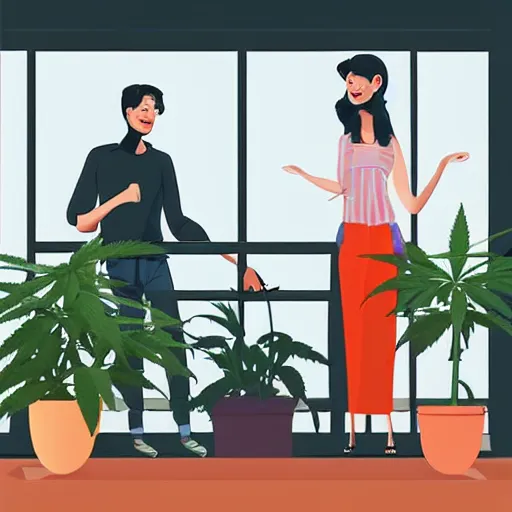 Image similar to couple happy on balcony with marijuana plant. centered median photoshop filter cutout vector behance artgem hd jesper ejsing!