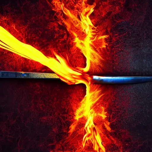 Prompt: sword made of fire, colorful, beautiful, 4k