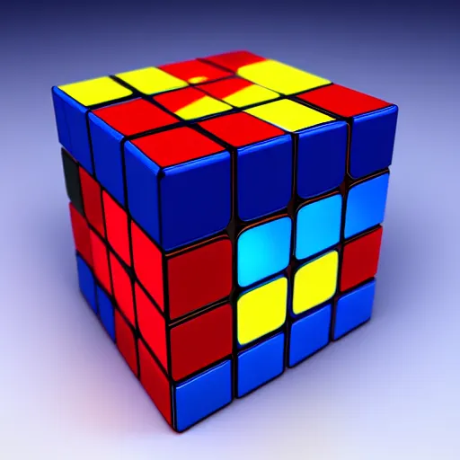 Prompt: hologram of a 3 x 3 rubik's cube in 2 0 7 7, unreal 6, artstation