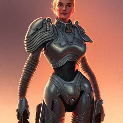 Prompt: Grace Kelly in a Power Armor, western, D&D, fantasy, intricate, elegant, highly detailed, digital painting, artstation, concept art, matte, sharp focus, illustration, art by Artgerm and Greg Rutkowski and Alphonse Mucha