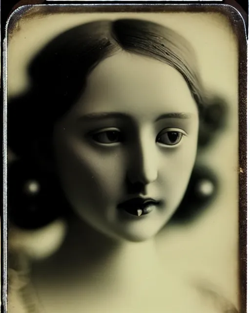 Image similar to [ [ [ [ [ [ tintype ] ] ] ] ] ] black and white dreamy young beautiful veiled female artificial intelligence, realistic pearl ornament in the face, long hair are intricate with highly detailed realistic pearls, cinematic, rim light, bokeh, photo - realistic, elegant, high detail, 8 k, masterpiece, photo taken in 1 9 3 0