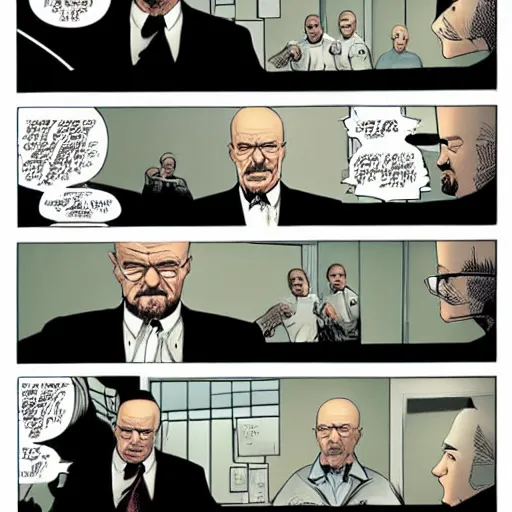 Prompt: walter white in vertigo comic