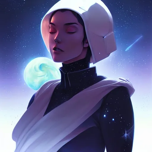 Image similar to beautiful painting fully automated luxury space communism, by charlie bowater, ross tran, artgerm, and makoto shinkai, detailed, inked, western comic book art