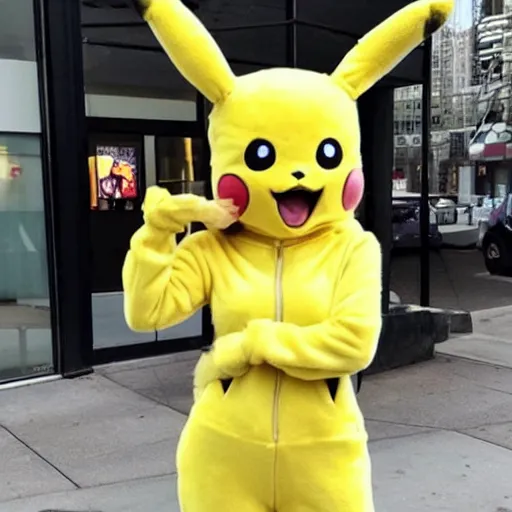 Prompt: ariana grande in a cute pikachu suit