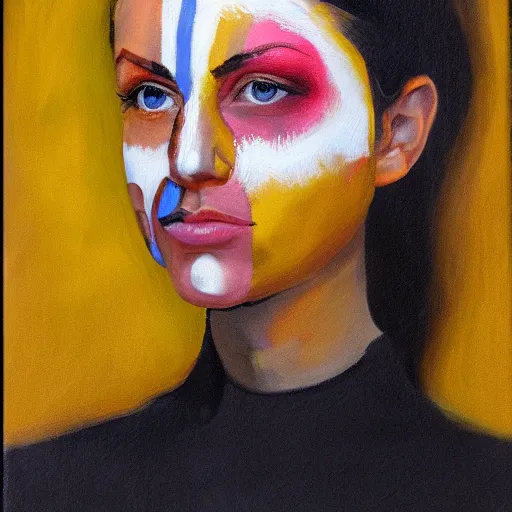 Prompt: portrait of a face painted with oil strokes