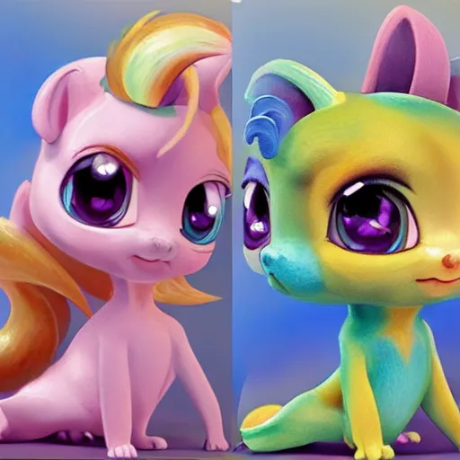 Image similar to 3d Littlest Pet Shop mythical creature, master painter and art style of Noel Coypel, art of Émile Eisman-Semenowsky, art of Édouard Bisson