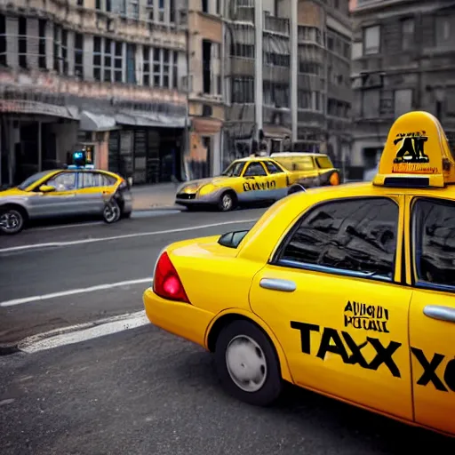 Image similar to a taxi driver waiting for his turn to get a gas photorealistic great photograph