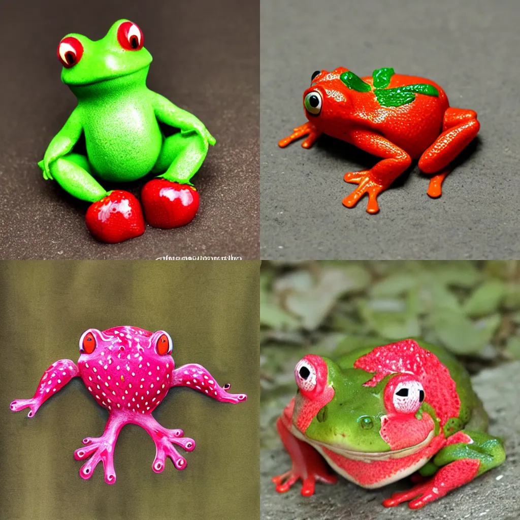 Prompt: strawberry frog