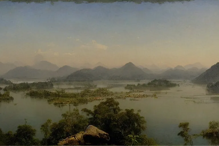 Prompt: beautiful guwahati city wide angle view, brahmaputra river assam by Albert Bierstadt and adolph menzel, but as realistic natural photography, movie still, cinematic bright sunny daylight, intricate detailed