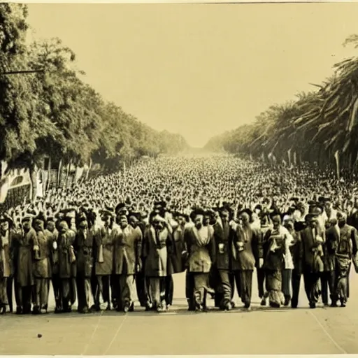 Prompt: vintage photograph of India independence day of 1947