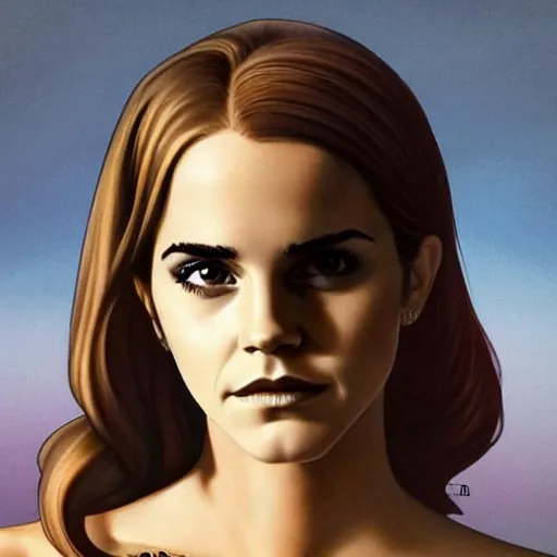 Prompt: emma watson Heavy Contour makeup look eye shadow smokey eyes fashion model face by artgem by brian bolland by alex ross by artgem by brian bolland by alex rossby artgem by brian bolland by alex ross by artgem by brian bolland by alex ross