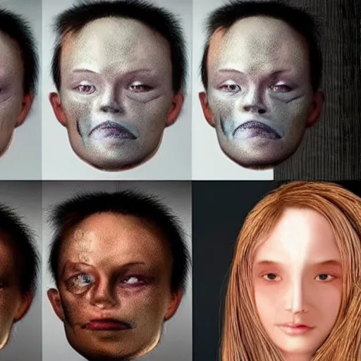 Image similar to half human half ai uncanny weird