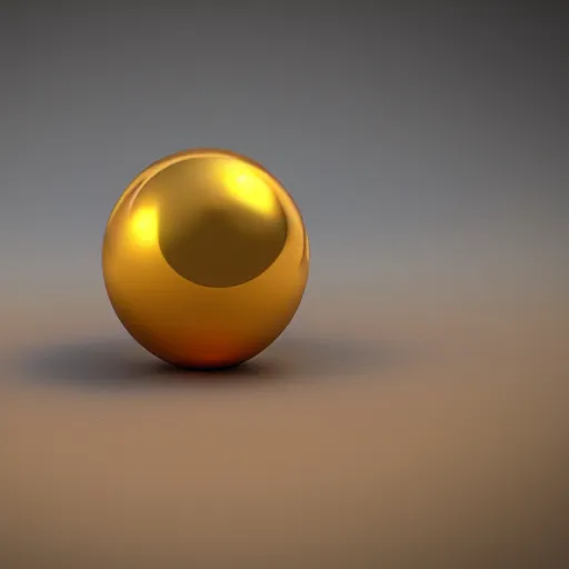 Image similar to A golden sphere on top of a purple base, high quality, photo realistic, 3D render.