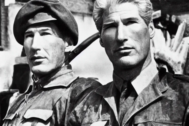 Image similar to richard gere is iron man, fighting in world war 2, historical 1 9 4 5 photo