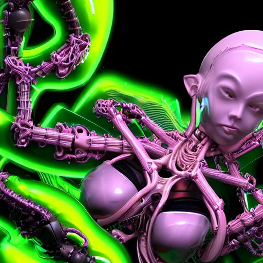 Prompt: biomechanical eva elfie, neon jacuzzi, extremely beautiful, chimeric organism, pale skin, organic polycarbon, full frontal, portrait, highly detailed, transhumanist hydration, symmetrical, mechanical, anatomical, mendelbrot fractal, ray tracing, hyperdetailed, hyperrealistic, trending on artstation, oppai cyberpunk, octane render, hdr, uhd 4k