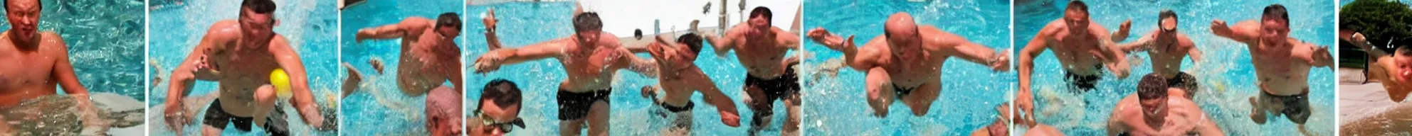 Image similar to 8 consistent frames from a video of a man jumping into a pool