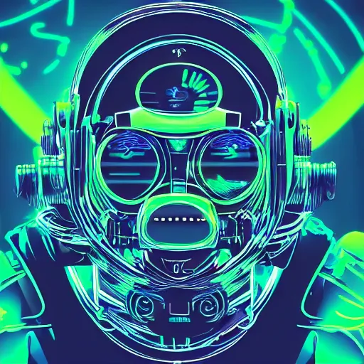 Image similar to a cyberpunk monkey, clear vector, vectorial curves, sci-fi, close-up, cybernetic implant, neon, cyberpunk, center frame portrait, 2D, matte-painting