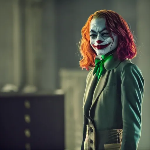 Image similar to awe inspiring beautiful 8k hdr Emma Stone as The Joker