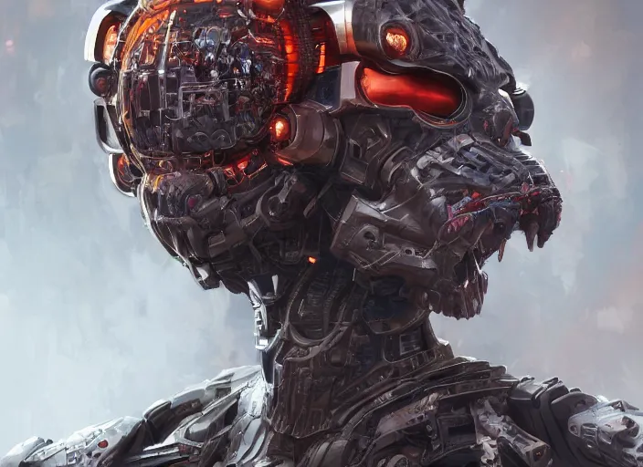 Image similar to high intricate portrait of a cyborg hellhound, maria panfilova, andrea savchenko, mike kime, ludovic plouffe, qi sheng luo, oliver cook, makoto shinkai, trending on artstation