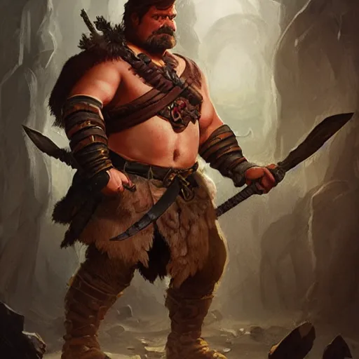 Image similar to a barbarian Ron Swanson, D&D, fantasy, intricate, cinematic lighting, highly detailed, digital painting, artstation, concept art, smooth, sharp focus, illustration, art by Artgerm and Greg Rutkowski and Alphonse Mucha