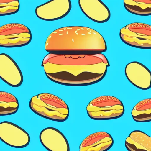 Image similar to Cute floating burger cheese design, vector art