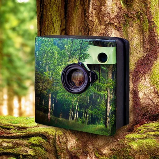 Image similar to pinhole camera forest scene extreme depth-of-field near and far