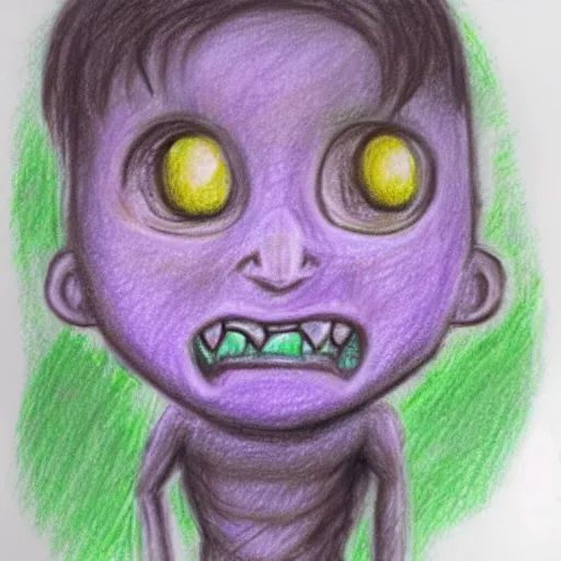 Image similar to pastel child style drawing of a monster