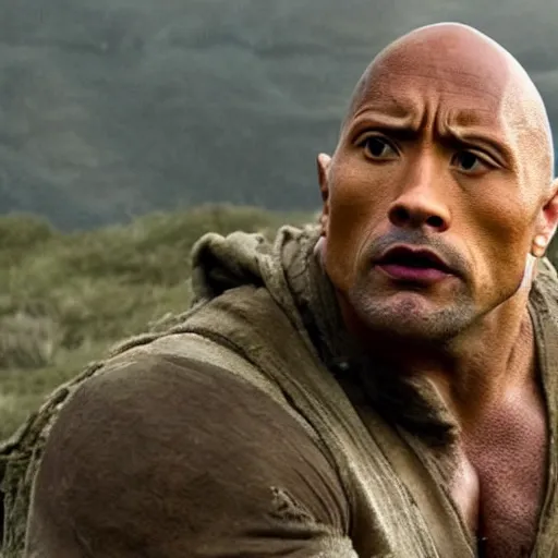 Prompt: Dwayne Johnson as samwise gamgee