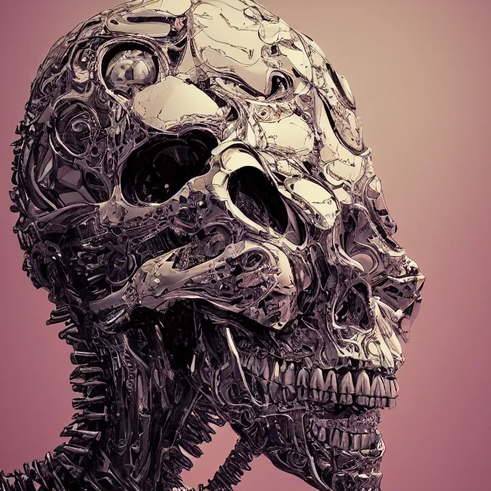 Prompt: portrait of an android skull. razor sharp teeth. infected with zombie virus. intricate abstract. intricate artwork. nightmare fuel. by Tooth Wu, wlop, beeple, dan mumford. octane render, trending on artstation, greg rutkowski very coherent symmetrical artwork. cinematic, hyper realism, high detail, octane render, 8k, iridescent accents