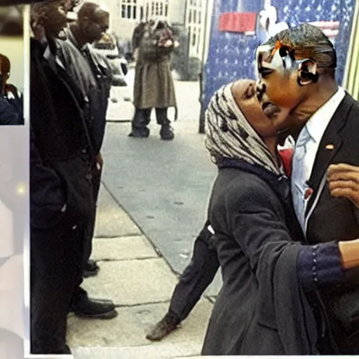 Image similar to obama kissing omar little, cctv footage