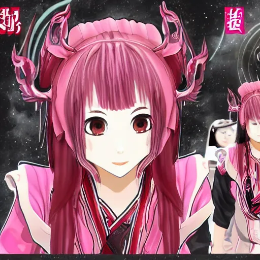 Image similar to yae miko from genshin impact in style of cosmic horror