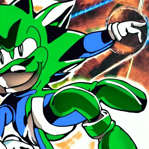 Image similar to sonic the hedgehog as green lantern