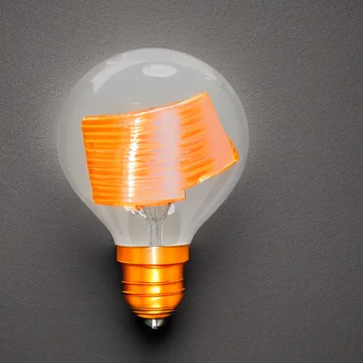 Image similar to a battery made from an orange, powering a lightbulb, photograph by caleb charland