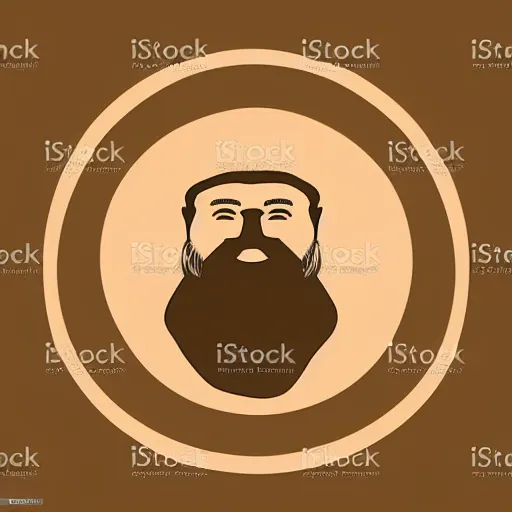 Image similar to wooden bowl, bearded man, woodlathe, vector art, simple