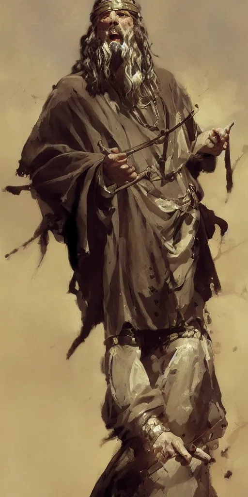 Prompt: a character study of the ancient historical biblical evil pagan king ahab of Israel by craig mullins and marc simonetti, Ross Tran and WLOP, by Andrew Wyeth and Gerald Brom, In the style of John singer Sargent and James gurney, ARTSTATION, cgsociety, polycount, character design, CINEMATIC, AWE INSPIRING, BEAUTIFUL, ART GERM