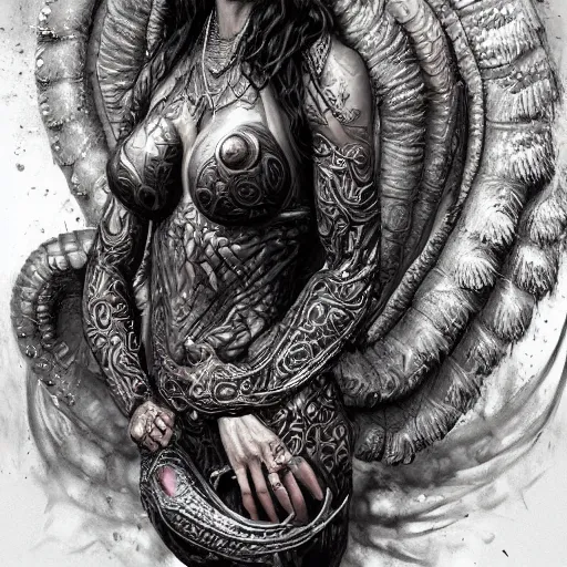 Prompt: Quetzalcoatl, digital painting, lots of details, extremely detailed, 4k, intricate, brush strokes, Artgerm, Saturno Buttò, Bastien Lecouffe-Deharme