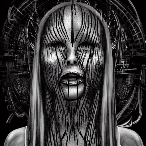 lea michele in the style of h r giger, lea michele as | Stable ...