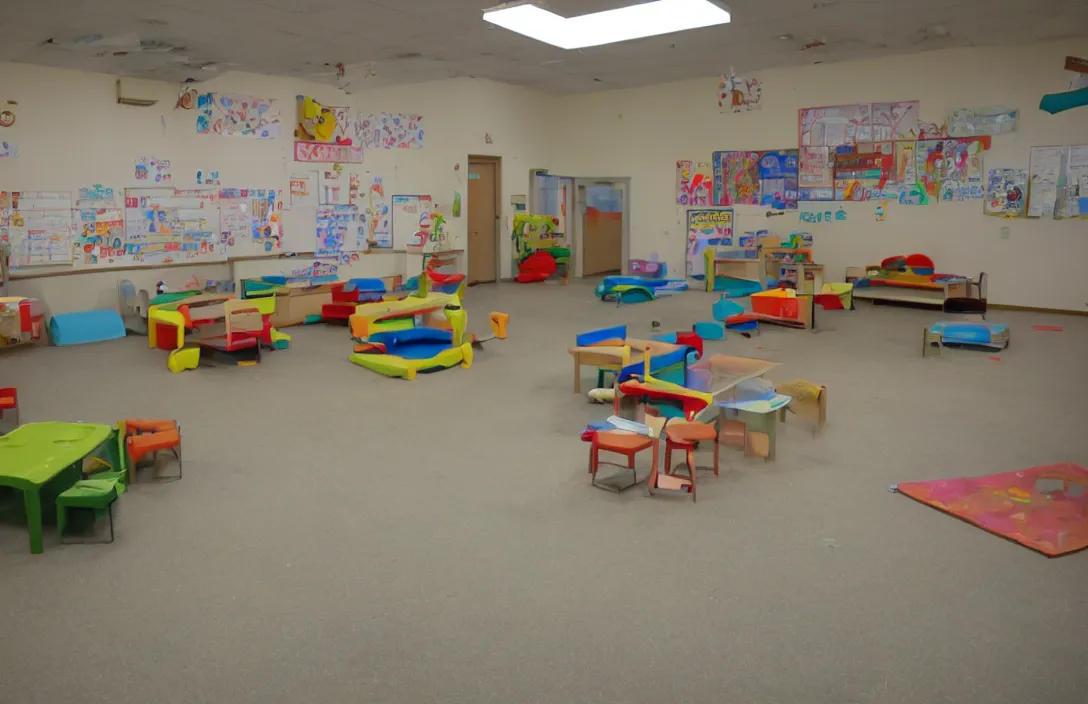 Image similar to an empty daycare at night