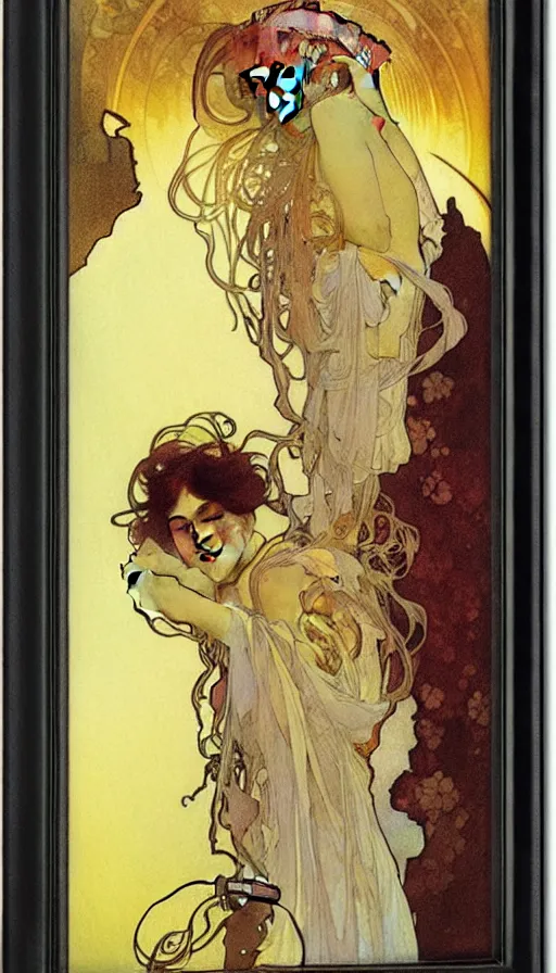 Image similar to the two complementary forces that make up all aspects and phenomena of life, by Alfons Maria Mucha