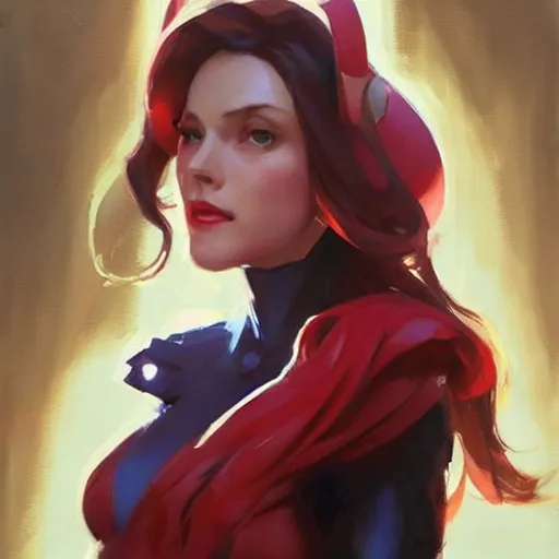 Prompt: greg manchess portrait painting of scarlet witch as overwatch character, medium shot, asymmetrical, profile picture, organic painting, sunny day, matte painting, bold shapes, hard edges, street art, trending on artstation, by huang guangjian and gil elvgren and sachin teng