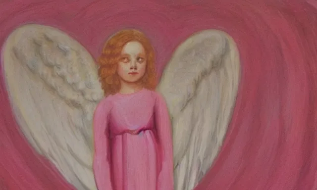 Prompt: Portrait of a beautiful angel in a pink portal