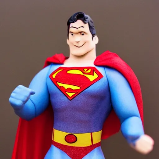Prompt: retro superman made out of clay