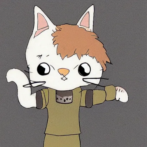 Image similar to cute cat in the studio ghibli style